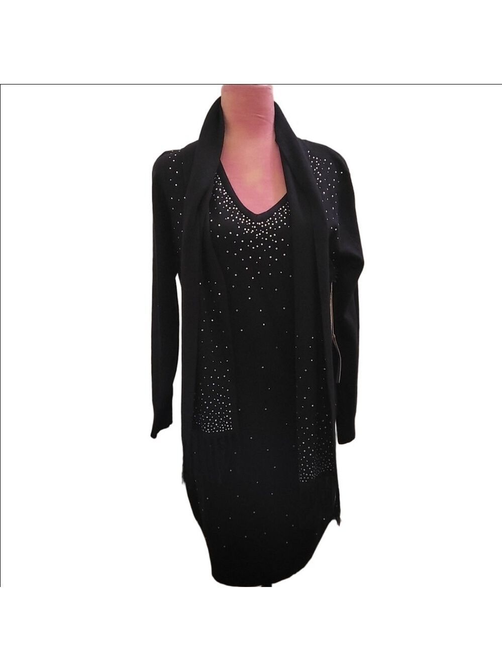 B My Story Black Cowl Neck Long Sleeve Sweater Dress Sz Large